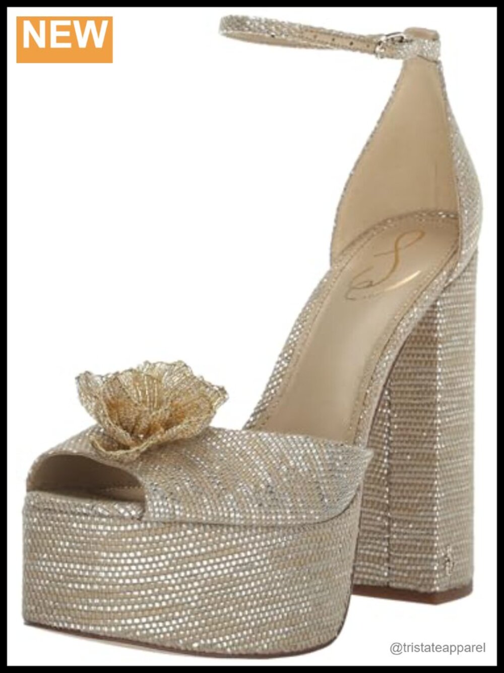 Sam Edelman Kori Flora Platform Heeled Sandal Peep Toe Ankle Strap Beaded